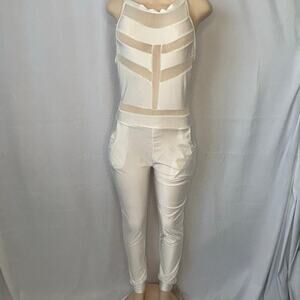 Festival Fairycore White Panelled Stretch Bodysuit Sheer Inset